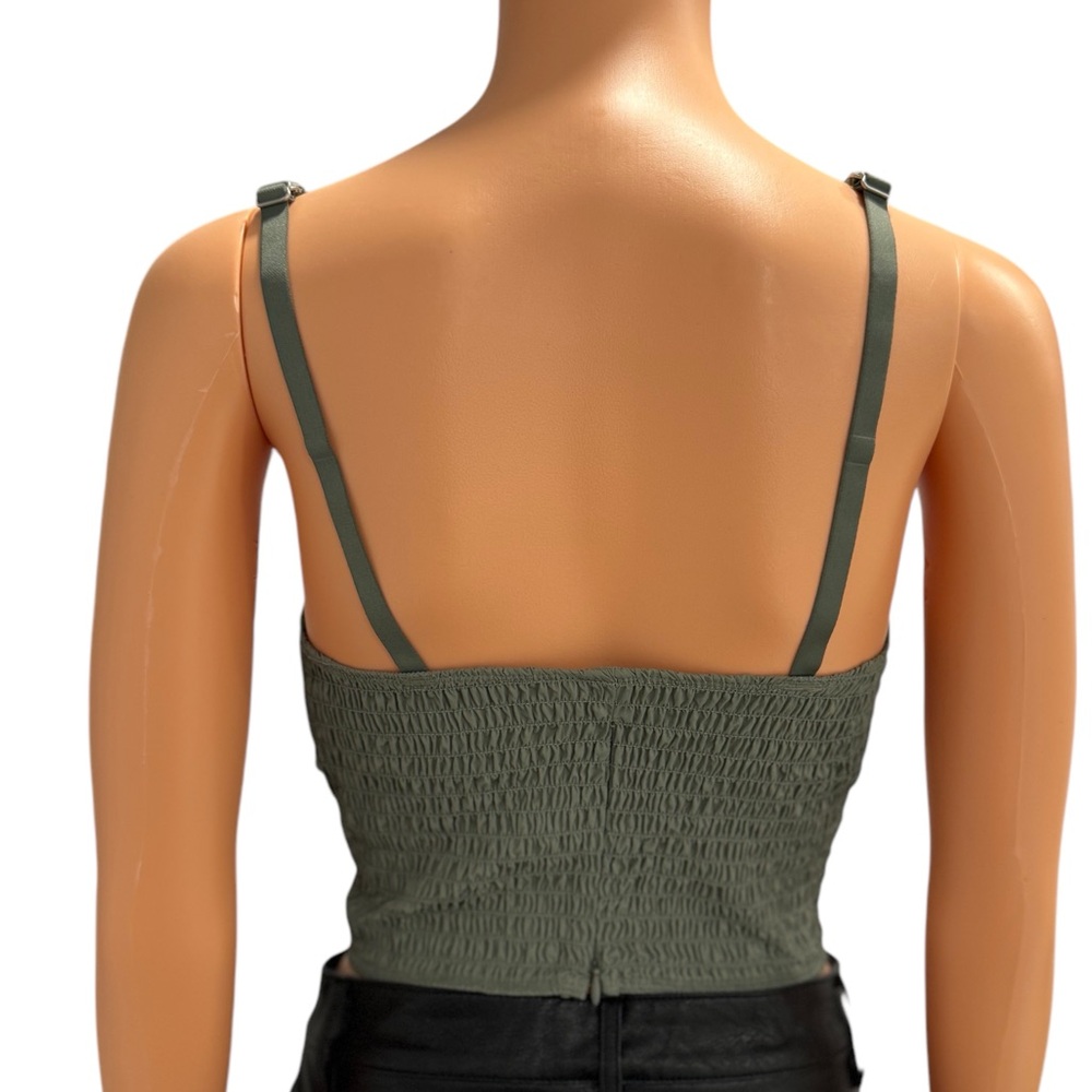 NWOT ZARA Corset Bustier Crop Sexy Cute Olive Green Size Medium - Picture 5 of 5